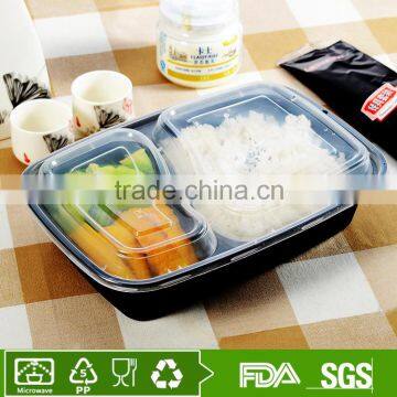 PP disposable plastic food container 2 compartment meal prep containers