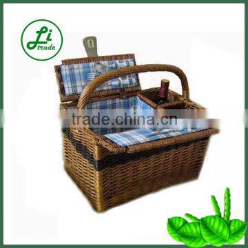 wicker wine pinic basket with handle