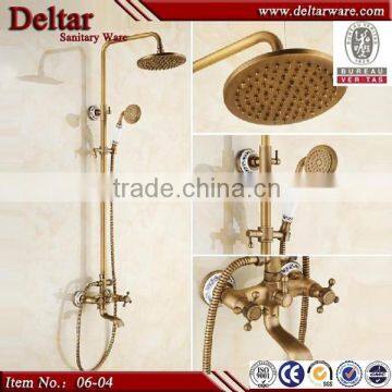 titanium gold shower, loudspeaker widespread elegent shower set, antique brass shower non-fade out