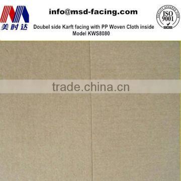 Double sided thermal kraft paper jumbo roll price with plastic woven fabric