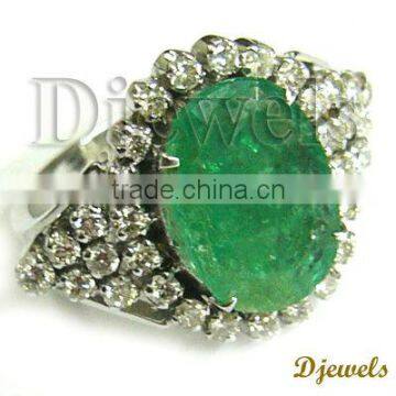 Natural Emerald Rings, Diamond Wedding Rings, White Gold Jewelry