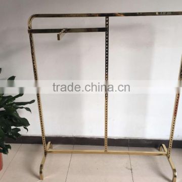 Gold clothing rack/single bar metal used clothing racks for sale/gold color clothes rack