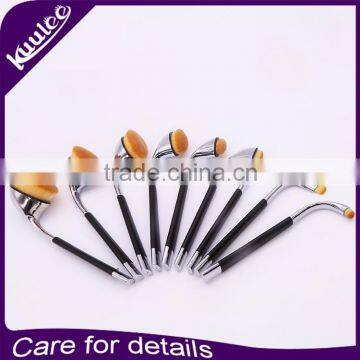 New Fashion High Quality Hot Sale Popular 9Pcs Synthetic Hair Golf Oval Makeup Brush Set