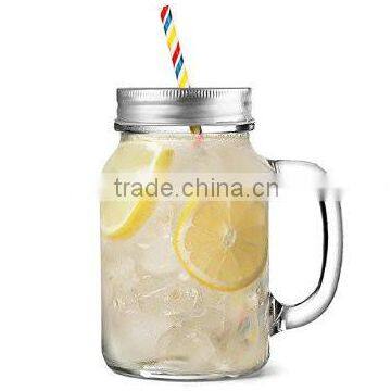 Mason Drinking Jar Glasses with Daisy Lids and Straws 1 Pint