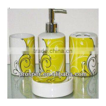 4pcs fashion yellow and white ceramic bathroom set