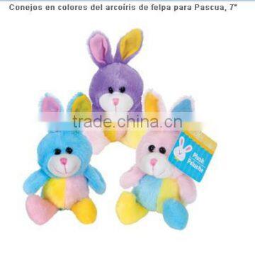 Rabbits in the colors of the Rainbow plush Easter