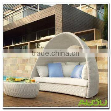 Audu White Rattan Pool Outdoor Sleeper Sofa