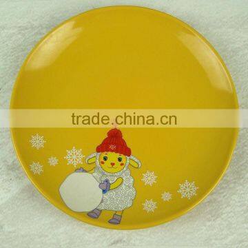 Ceramic Type Children Plate With Cartoon Decal and Soild Color photo-2