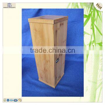 Luxury Display Square Shape Lock Plain Bamboo Wine Boxes photo-2