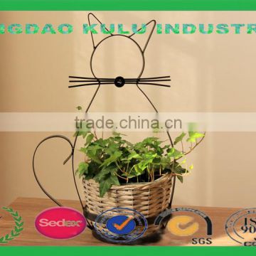 hanging cat shaped bamboo flower planter for sale