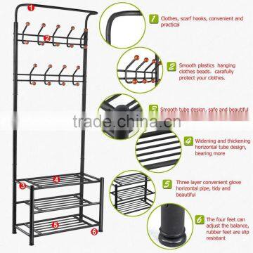 Metal 18 Hanger Hooks Clothes Coat Stand Shoes Hats Bags Stand Rack (black) photo-4