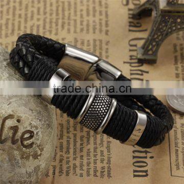 Handmade Genuine Leather Weaved Double Layer Men's Bracelets Casual/Sporty Bicycle Motorcycle Delicate Cool Men Jewelry photo-2