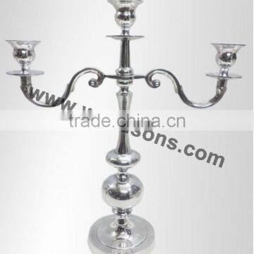 Silver Finish Aluminum Polish Five Arms Candelabra photo-2