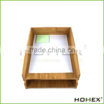 Bamboo paper storage tray /desk letter tray Homex-BSCI