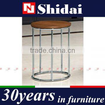 DESIGN SIDE TABLE COFFEE TABLE TABLE MDF WALNUT ROUND SILVER METAL TA-826S