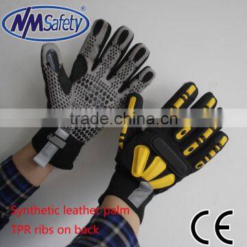 NMSAFETY TPR on back leather working gloves