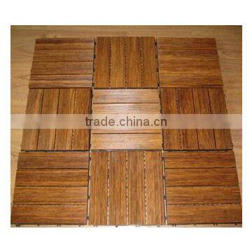 China Outdoor Deck Floor Covering Carbonized Color Strand Woven Bamboo Decking Tile Unit-KE-OS0825