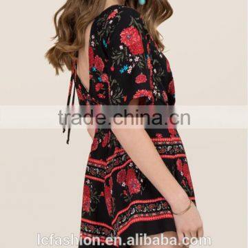 Short Sleeve Latest Fashion Customize Floal Romper Women photo-4