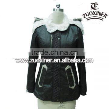 woman leather winter coat