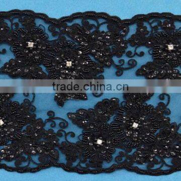 Zhuosi Brand black embroidery lace trim sold on Alibaba