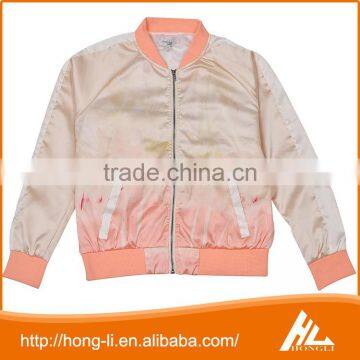 Wholesale 100% polyester outdoor satin bomber jacket for women