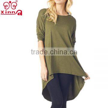 With 3/4 Sleeves Woman Plain T-shirt Dress photo-4
