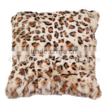 CX-D-93 Leopard Print Home Decoration Fashion Rabbit Fur Cushion Cover