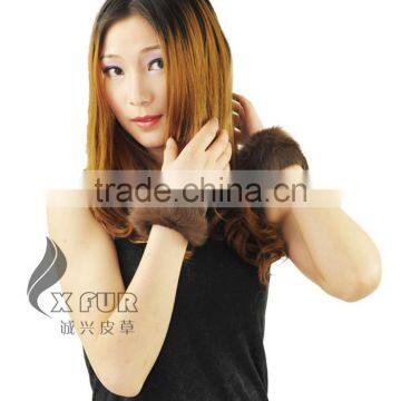 CX-A-28D Kids Women Cute Knitted Genuine Rabbit Fur Wrist Cuff photo-4