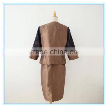 Shantung Lace Combination Classic 3 Pieces Skirt Church Suit For Women photo-3