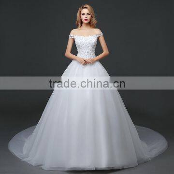 MGOO 2017 New Style Romantic Church Wedding Dress First Night Lace Ballgown Off Shoulder Bridal Vestidos photo-2