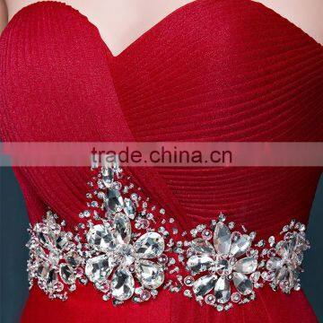 MGOO New Custom OEM Wine Red Handmade Wedding Dress Elegant Dinner Party Dress Top Design Prom Dress 2067 photo-5