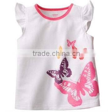 girls fashion butterfly pattern sleeveless t shirts new cartoon tops