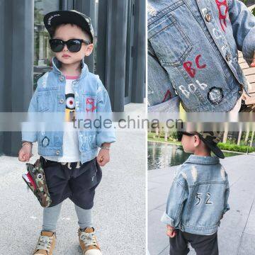 S15989A Hot Autumn children hole denim jacket children coat