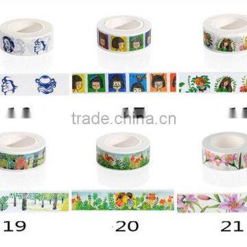 Colors 1.5cm*10m Washi Tape Flowers/cartoon Figure/animal Shape Pattern Paper Tape Decorative Tape photo-2