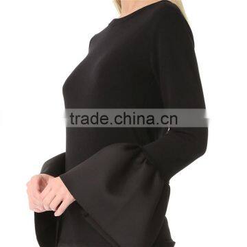 2017 OEM Banded Crew Neckline Flounced Cuffs Feminine Blouses photo-3