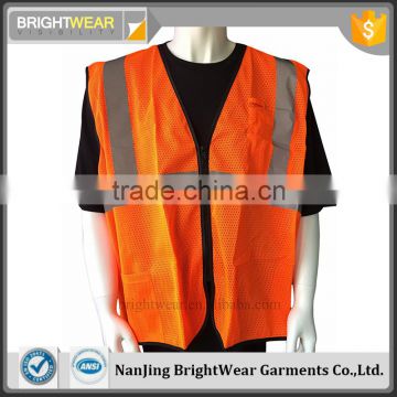 ANSI 107 mesh hi vis generic tapes and zipper fluorescent vest