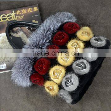 Genuine Leather and Fox Fur Bag,mink Fur Bag,rabbit Fur Bag, photo-3