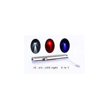 Mini Flashlight :UV torch 395nm+Red laser+White Light 3 in1