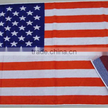 High quality 100%cotton yarn-dyed jacquard flag design beach towel