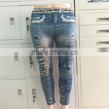 Fashion newest ladies jeggings jeans legging ripped jeans