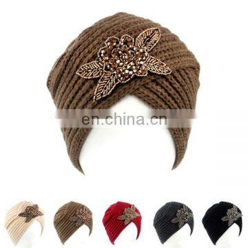 Four-leaf Flower Bead Cap Cashmere Knit Indian Hat