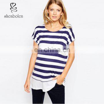 double layers fashion maternity stripe loose women maternity shirt