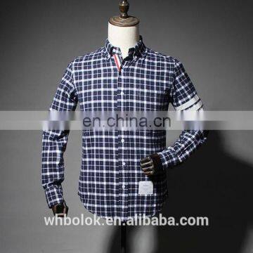 Custom boys two color gingham flannel check slim fit shirt for boys