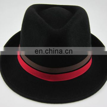 Black fedora trilby hat with grosgrain band