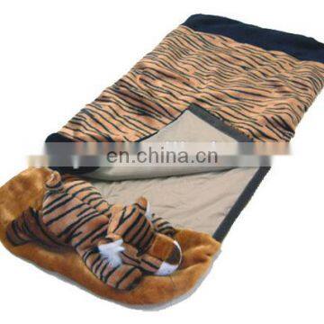 Animals style soft sleeping bag for kids plush tiger sleeping bag