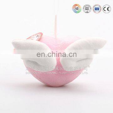 Chinese ICTI factory Peach heart with wings keychain toy stuffed heart toy can pass ASTM/CPSIA/EN71