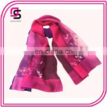 2017 Yiwu newest fashion flower embroidered silk candy colored scarf