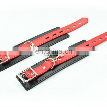 Bondage Red & Black PU Leather Wrist & Ankle Restraints Adult Novelty Product Sex Toy