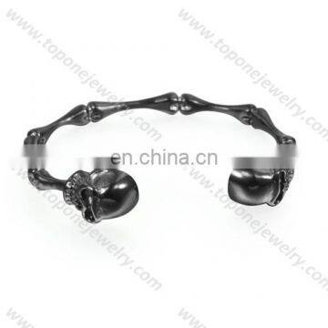 2017 August stainless steel bangle bone skull bracelet black