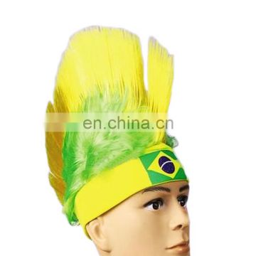 MCW-0442 Party Masquerade synthetic short Brazilian flag color football fans wig for man